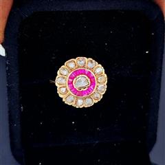 Vintage Ruby Unisex Stone & Diamond Ring 13 Diamonds 1.53 Carat T.W.